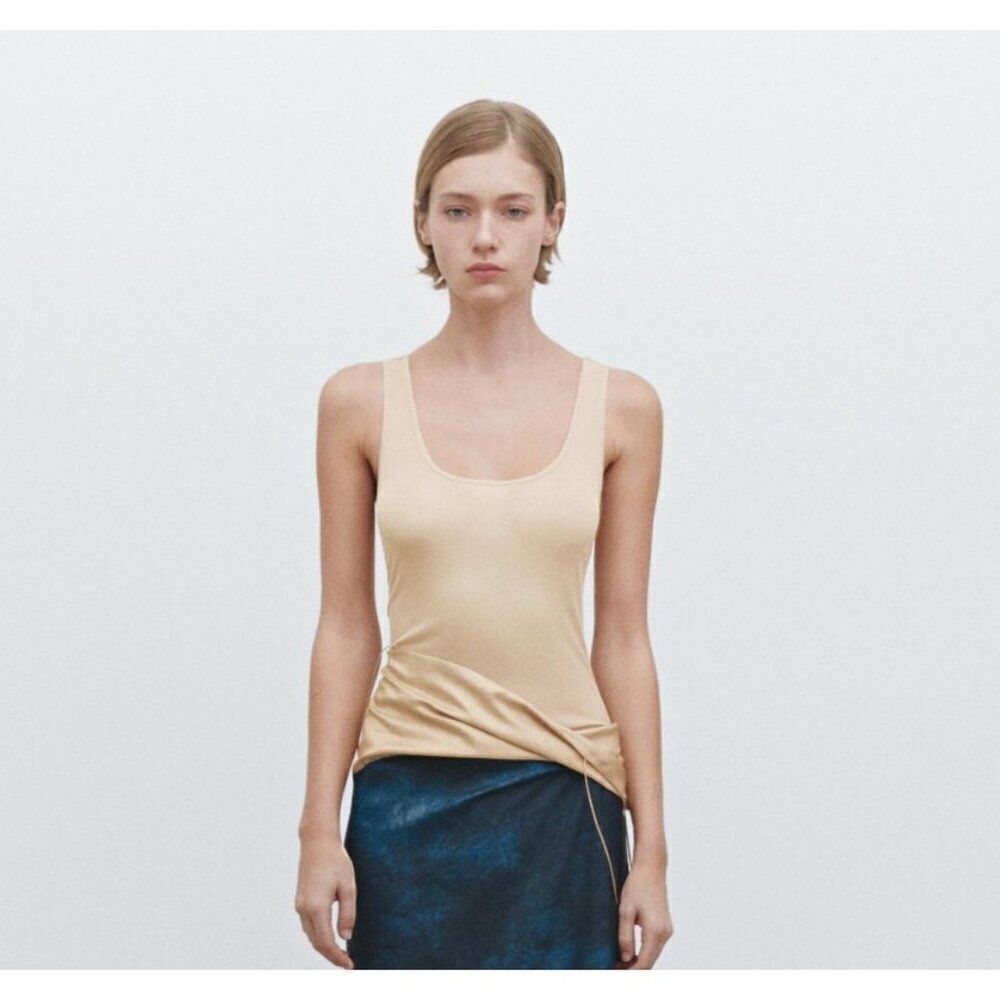 Massimo Dutti Women Tank Top M Beige Cream Mulberry Silk Limited Ed 6801/555 NWT